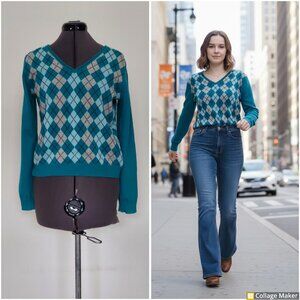 Marshall Fields vintage Argyle cashmere sweater in perfect condition. Size PP.